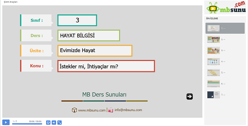 3.Sınıf Hayat Bilgisi İsteklerimiz mi, İhtiyaçlarımız mı Sunusu