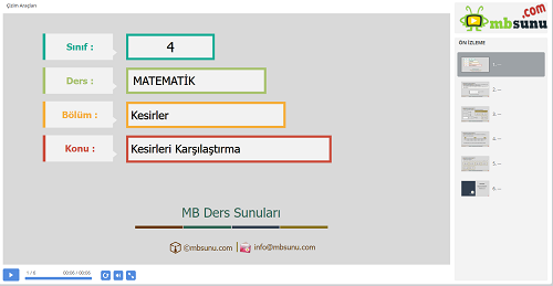 4.Sınıf Matematik Kesirleri Karşılaştırma Sunusu