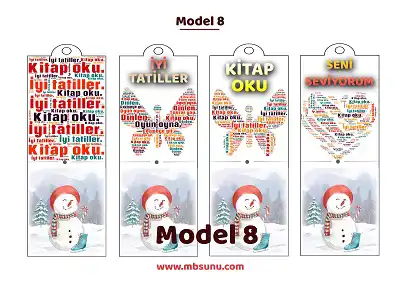 Model 8 - Kardan Adamlı ve Sözcük Kolajlı Kitap Ayracı