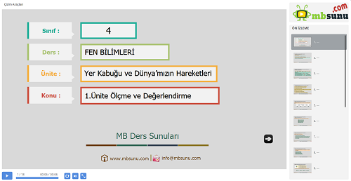 4.Sınıf Fen Bilimleri 1. Ünite Ölçme ve Değerlendirme Sunusu