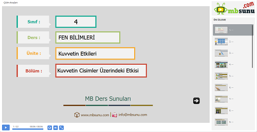 4.Sınıf Fen Bilimleri Kuvvetin Cisimler Üzerindeki Etkisi Sunusu