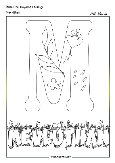 İsme Özel Boyama Etkinliği - Mevlüthan