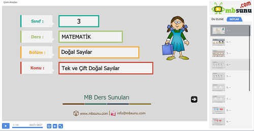 3.Sınıf Matematik Tek ve Çift Sayılar Sunusu