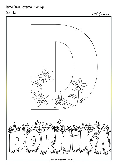 İsme Özel Boyama Etkinliği - Dornika