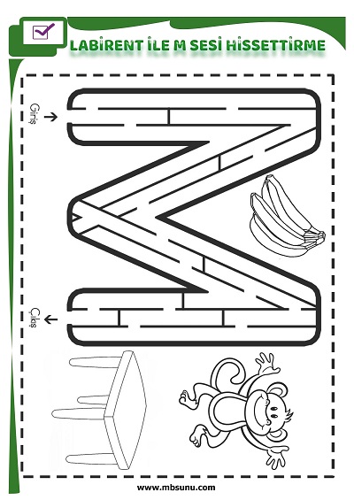 1. Sınıf İlk Okuma Labirent İle M Sesi Hissettirme Etkinliği