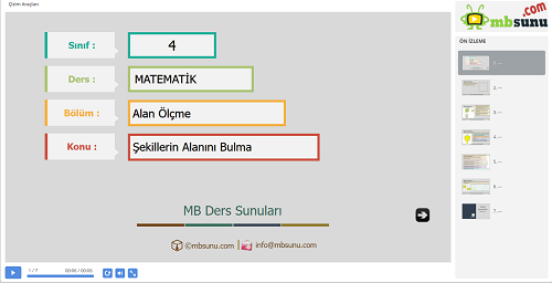 4.Sınıf Matematik Şekillerin Alanını Bulma Sunusu