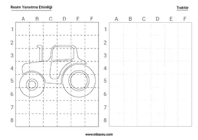 Resim Yansıtma Etkinliği - Traktörler - Paket 2