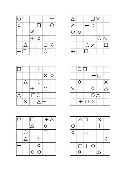 Şekilli Sudoku Etkinlikleri (6x6)