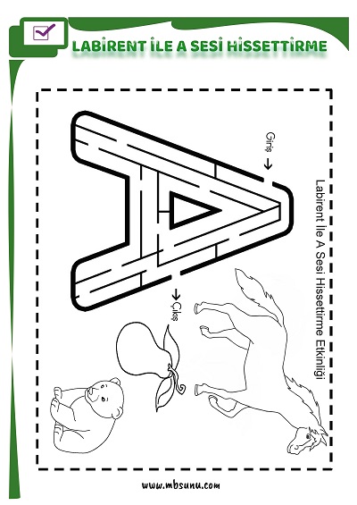 1. Sınıf İlk Okuma Labirent İle A Sesi Hissettirme Etkinliği