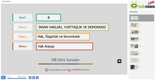 4.Sınıf İnsan Hakları, Yurttaşlık ve Demokrasi - Hak Arayışı Sunusu