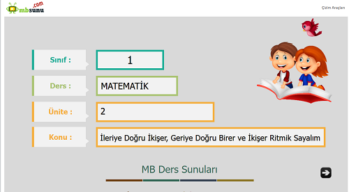 1.Sınıf Matematik İleriye Doğru İkişer, Geriye Doğru Birer ve İkişer Ritmik Sayalım Sunusu