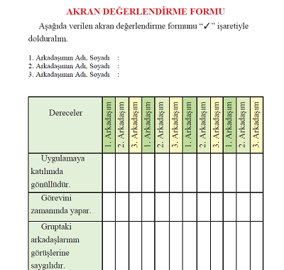 Akran Değerlendirme Formu