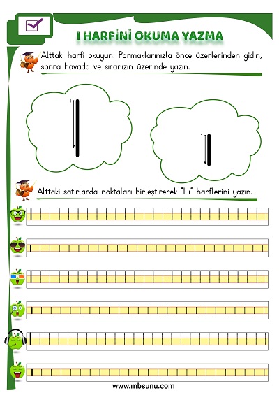 1. Sınıf İlk Okuma I Sesi Okuma Yazma Etkinliği