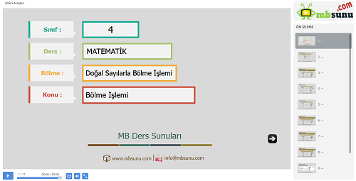 4.Sınıf Matematik Bölme İşlemi Sunusu