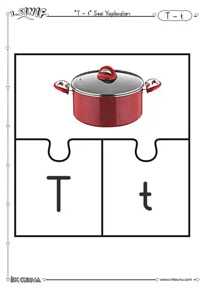 1. Sınıf T Sesi Yapboz Kartları
