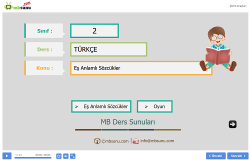 2.Sınıf Türkçe Eş Anlamlı Sözcükler Oyunlu Sunusu