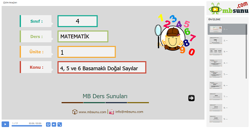 4.Sınıf Matematik 4, 5, 6 Basamaklı Doğal Sayılar Sunusu