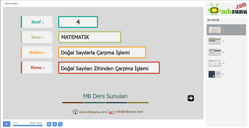 4.Sınıf Matematik Doğal Sayıları Zihinden Çarpma İşlemi Sunusu