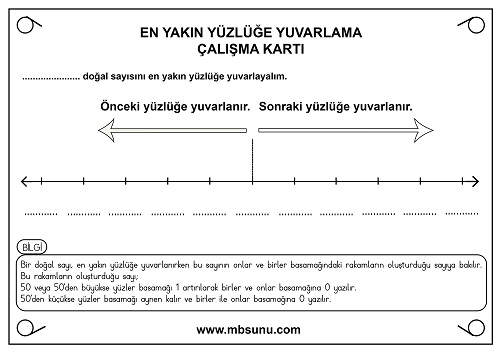 4.Sınıf Matematik En Yakın Yüzlüğe Yuvarlama Kartı