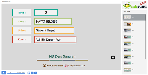 2.Sınıf Hayat Bilgisi Acil Bir Durum Var Sunusu