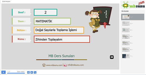 2.Sınıf Matematik Zihinden Toplama İşlemi Sunusu