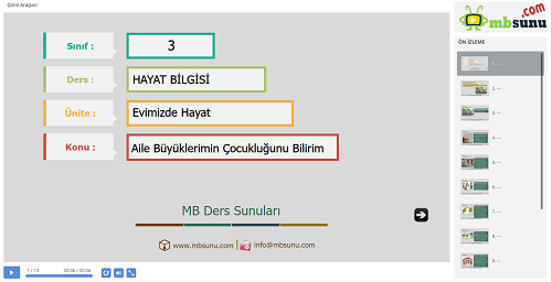 3.Sınıf Hayat Bilgisi Aile Büyüklerimin Çocukluğunu Bilirim Sunusu