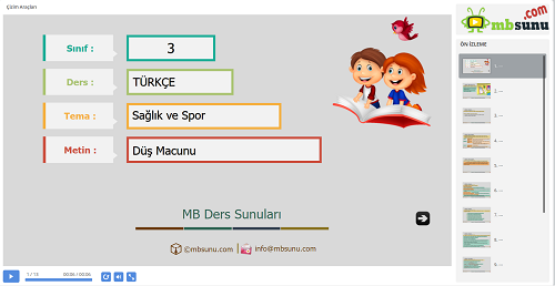 3.Sınıf Türkçe Düş Macunu Metni Sunusu