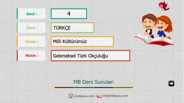 4. Sınıf Türkçe - Geleneksel Türk Okçuluğu Metni Sunusu