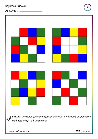 Boyamalı Sudoku 4