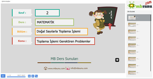 2.Sınıf Matematik Toplama İşlemi Gerektiren Problemler Sunusu