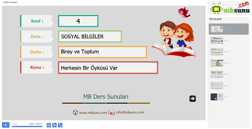 4.Sınıf Sosyal Bilgiler Herkesin Bir Öyküsü Var Sunusu