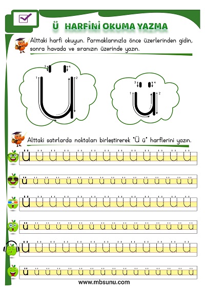 1. Sınıf İlk Okuma Ü Sesi Okuma Yazma Etkinliği