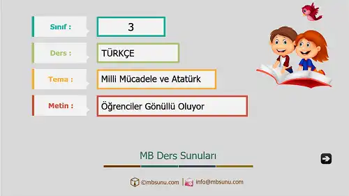 3. Sınıf Türkçe - Etkinlik ve Cevaplarıyla Öğrenciler Gönüllü Oluyor Ders Sunusu