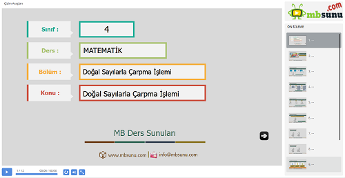 4.Sınıf Matematik Çarpma İşlemi Sunusu