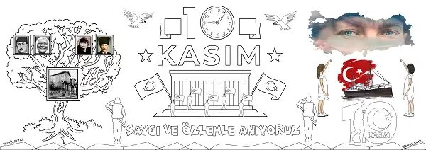10 Kasım Büyük Poster Grup Boyama - 18 Sayfa A4