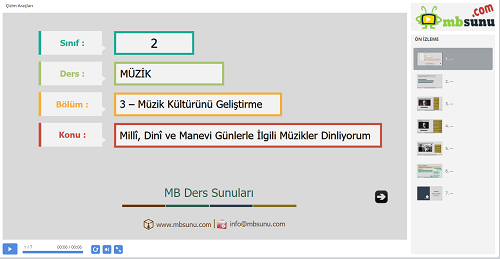 2.Sınıf Müzik - Milli, Dini ve Manevi Günlerle İlgili Müzikler Dinliyorum Sunusu