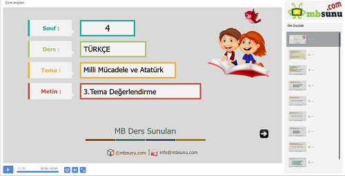 4.Sınıf Türkçe 3. Tema Değerlendirme Sunusu