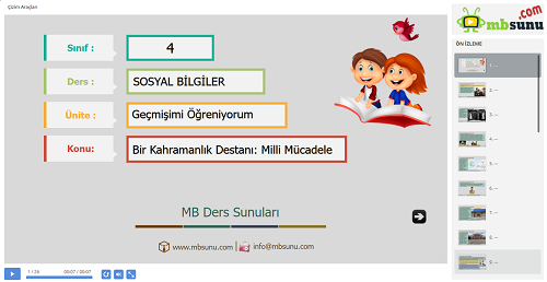 4.Sınıf Sosyal Bilgiler Bir Kahramanlık Destanı: Milli Mücadele Sunusu