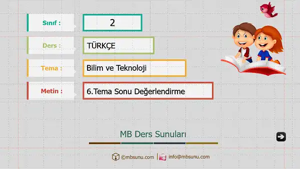 2. Sınıf Türkçe 6. Tema Değerlendirme Sunusu (MEB)