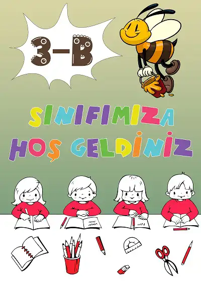 Model 4, 3-B Sınıfı İçin Arılı Sınıfımıza Hoş Geldiniz Posteri - 50x70