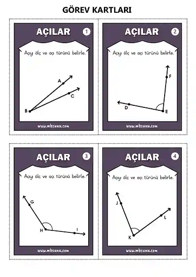 Açı Ölçme - Görev Kartları Oyunu