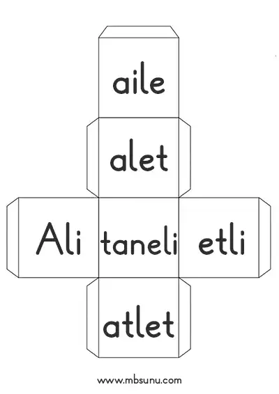 1. Sınıf L Sesi Hece ve Sözcük Küpü