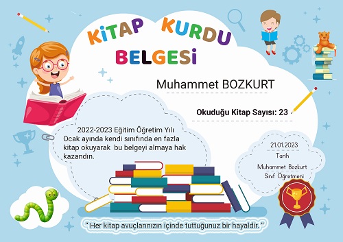 Model 2 - Kitap Kurdu Belgesi