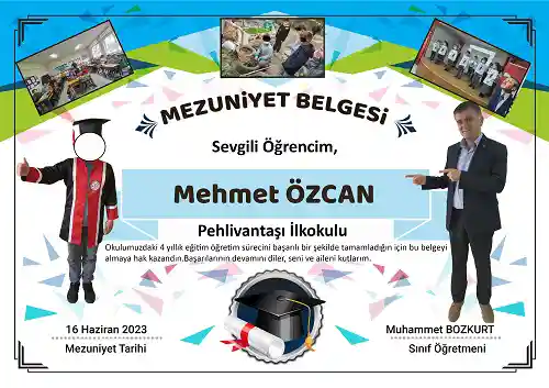 Düzenlenebilir, İlkokul Mezuniyet Belgesi