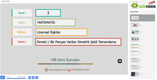 3.Sınıf Matematik - Uzamsal İlişkiler - Simetri Sunusu