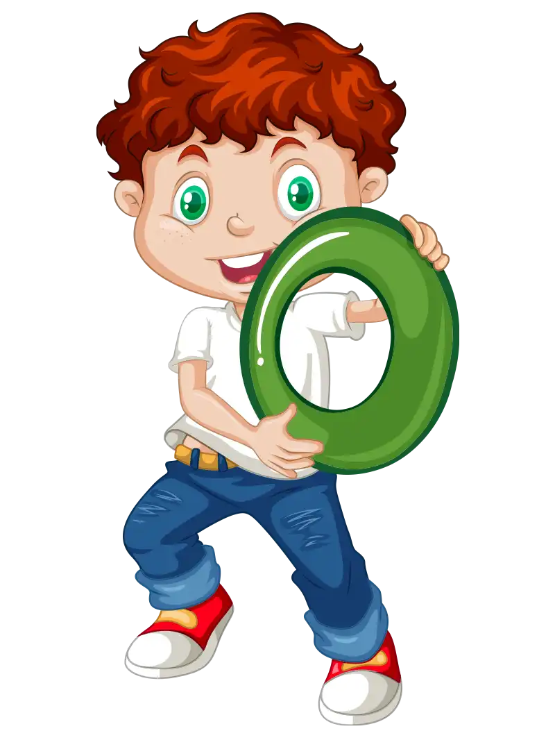 Sıfır Rakamını Tutan Erkek Çocuk Clipart - Eğitim Temalı PNG İndir