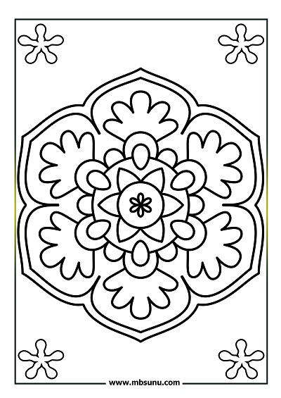 Basit mandala boyama 32