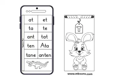 1. Sınıf Telefon Şablonu İle T Sesi Hece, Sözcük Okuma