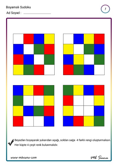 Boyamalı Sudoku 1