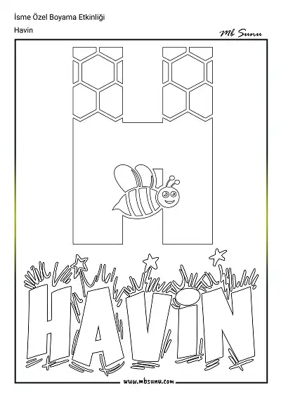 İsme Özel Boyama Etkinliği - Havin